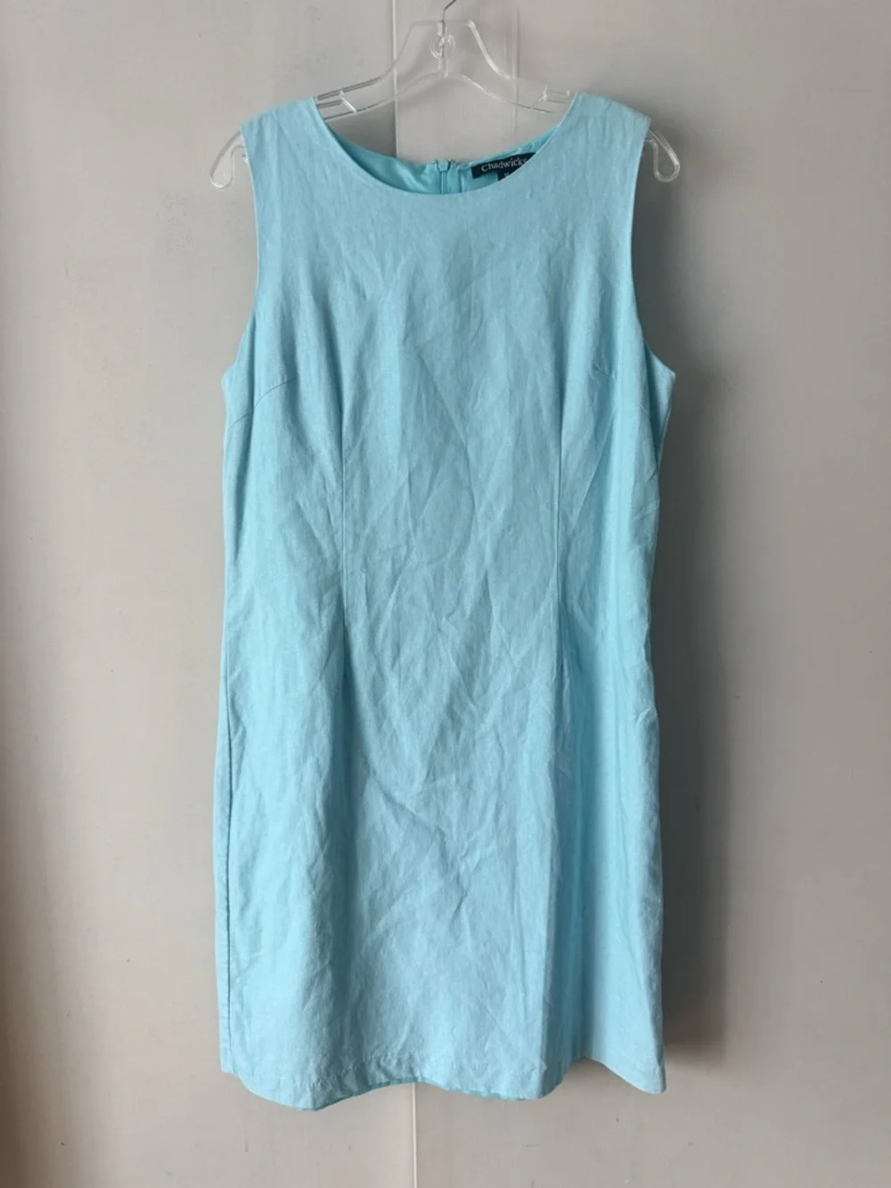 Classic Sleeveless Light Blue Sheath Dress - Picture 2 of 5